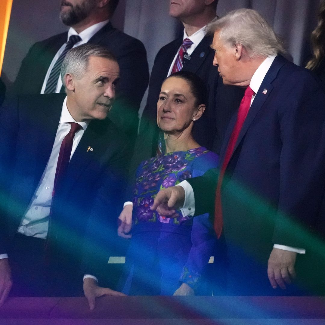 La presidenta Sheinbaum y sus homólogos estadounidense Trump y canadiense Carney. Foto: AP